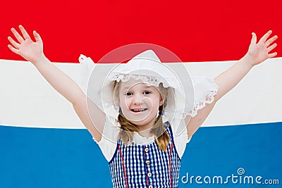Dutch child with flag of Netherlands Stock Photo